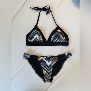 Vitamin A Black and Blue Chevron Bikini